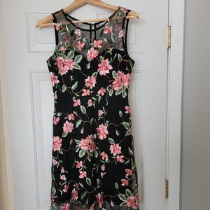 Lulu's Headliner Black Embroidered Sleeveless Midi Dress size S